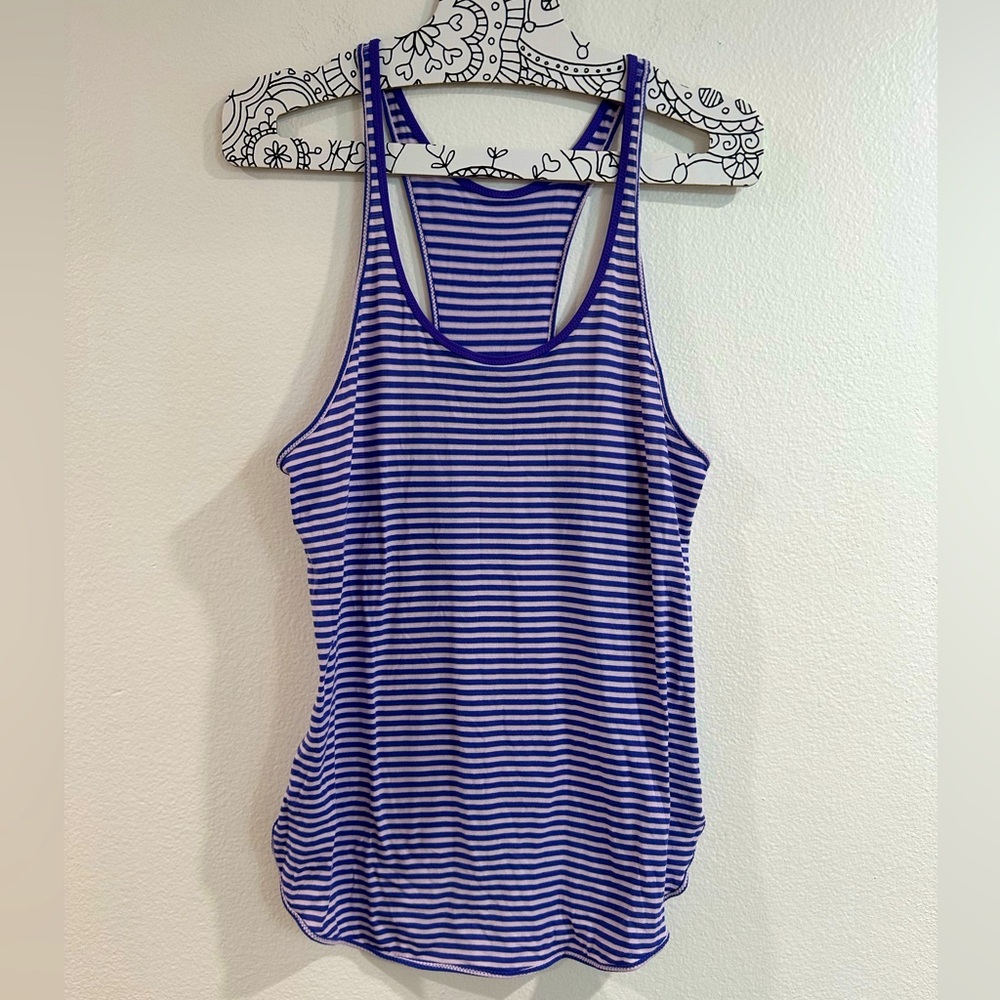 Lululemon Women's What The Sport Singlet Tank-Top Purple W White Sz 4